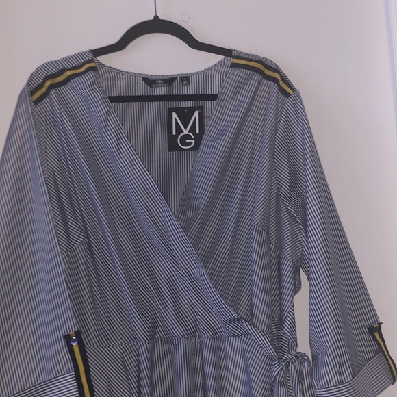 Pinstriped Wrap Dress Plus Size 1X - Picture 2 of 6